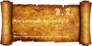 Martencsek Kristóf névjegykártya